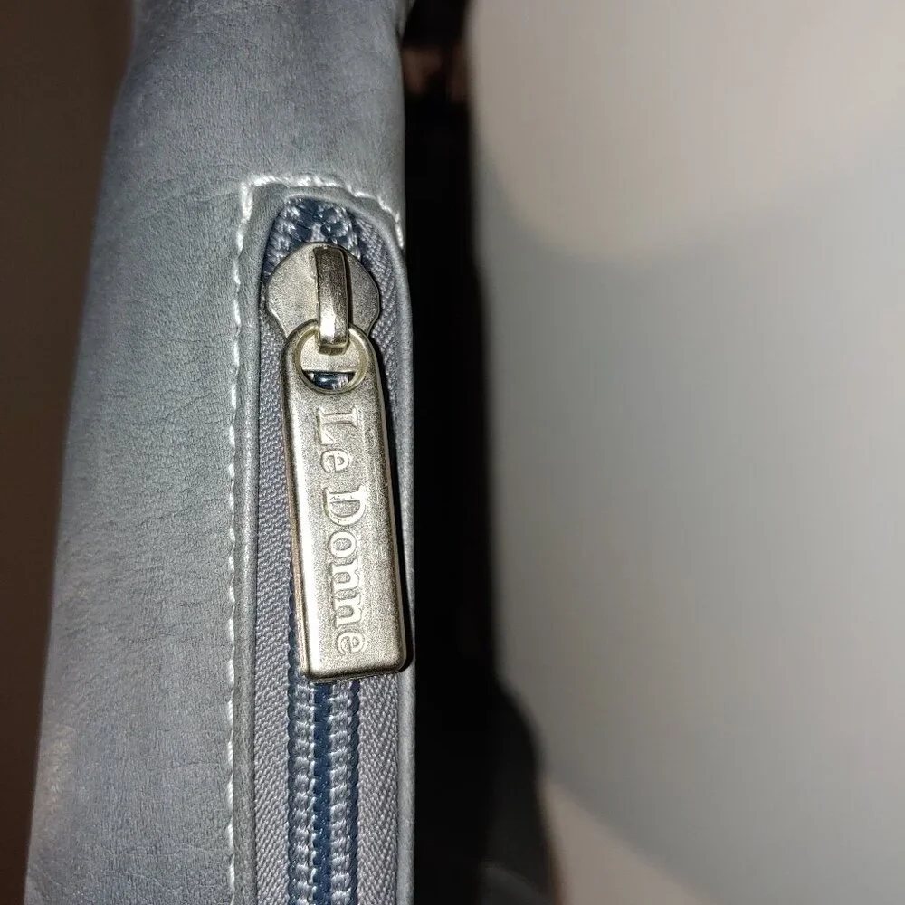 Le Donne Leather Collection Genuine Leather Hobo Baguette Purse Dark Grey OS